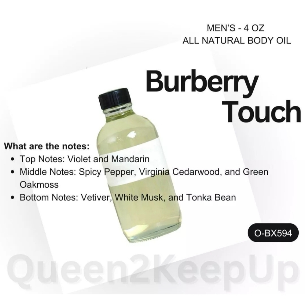 Burberry Touch (Men) Inspired Impression All Natural Body Oil 4 oz Glass Bottle
